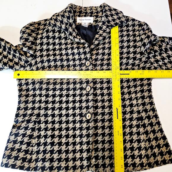 Rena Rowan Black & Cream houndstooth blazer Jacket Women's 16 XL Vintage 3710 - Picture 6 of 7